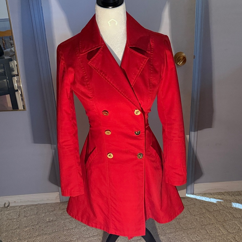 bebe Vibrant Red Trench Coat